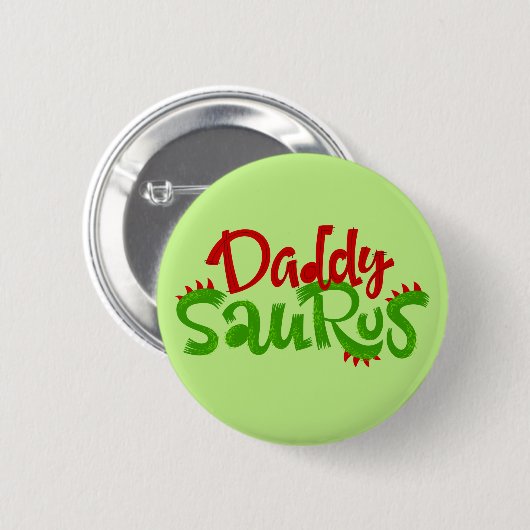 Daddy Saurus Dinosaur Lettering Button (Vorne & Hinten)