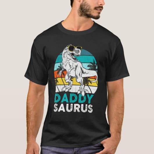 Daddy Saurus Dinosaur Vater Vintag T-Shirt (Vorderseite)
