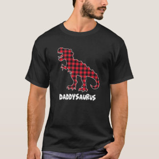 Daddy Saurus Red Kariert Matching Family Christmas T-Shirt