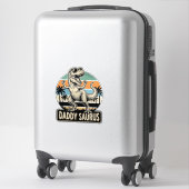Daddy Saurus Retro-Dinosaur-Sonnenuntergangs-Shirt Aufkleber (Koffer)