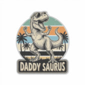Daddy Saurus Retro-Dinosaur-Sonnenuntergangs-Shirt Aufkleber (Vorderseite)