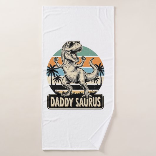 Daddy Saurus Retro-Dinosaur-Sonnenuntergangs-Shirt Badehandtuch (Badehandtuch)