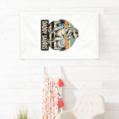 Daddy Saurus Retro-Dinosaur-Sonnenuntergangs-Shirt Banner (Insitu)