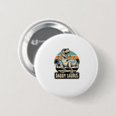 Daddy Saurus Retro-Dinosaur-Sonnenuntergangs-Shirt Button (Vorne & Hinten)