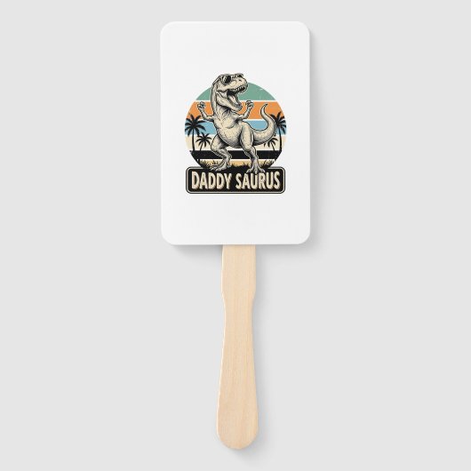 Daddy Saurus Retro-Dinosaur-Sonnenuntergangs-Shirt Fächer (Vorderseite)