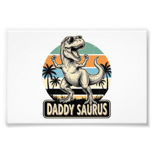 Daddy Saurus Retro-Dinosaur-Sonnenuntergangs-Shirt Fotodruck