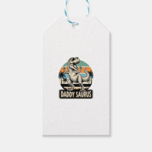 Daddy Saurus Retro-Dinosaur-Sonnenuntergangs-Shirt Geschenkanhänger