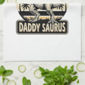 Daddy Saurus Retro-Dinosaur-Sonnenuntergangs-Shirt Geschirrtuch (Gefaltet)