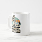 Daddy Saurus Retro-Dinosaur-Sonnenuntergangs-Shirt Kaffeetasse (Vorderseite Links)