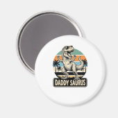 Daddy Saurus Retro-Dinosaur-Sonnenuntergangs-Shirt Magnet (Vorderseite/Rückseite)