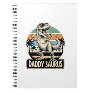 Daddy Saurus Retro-Dinosaur-Sonnenuntergangs-Shirt Notizblock