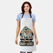 Daddy Saurus Retro-Dinosaur-Sonnenuntergangs-Shirt Schürze (Getragen)