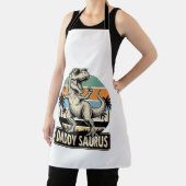 Daddy Saurus Retro-Dinosaur-Sonnenuntergangs-Shirt Schürze (InSitu)
