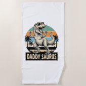 Daddy Saurus Retro-Dinosaur-Sonnenuntergangs-Shirt Strandtuch (Vorderseite)
