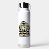 Daddy Saurus Retro-Dinosaur-Sonnenuntergangs-Shirt Trinkflasche (Vorderseite)