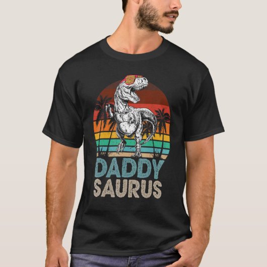 Daddy Saurus Rex Dinosaur Matching Family Retro T-Shirt (Vorderseite)