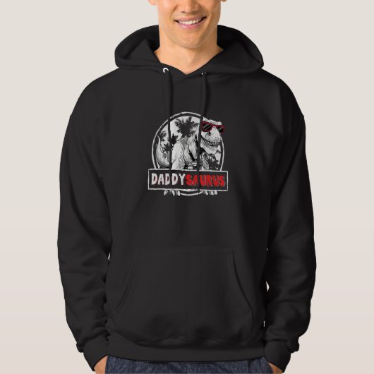 Daddy Saurus Rex Dinosaur Vatertagsmatc Hoodie (Vorderseite)
