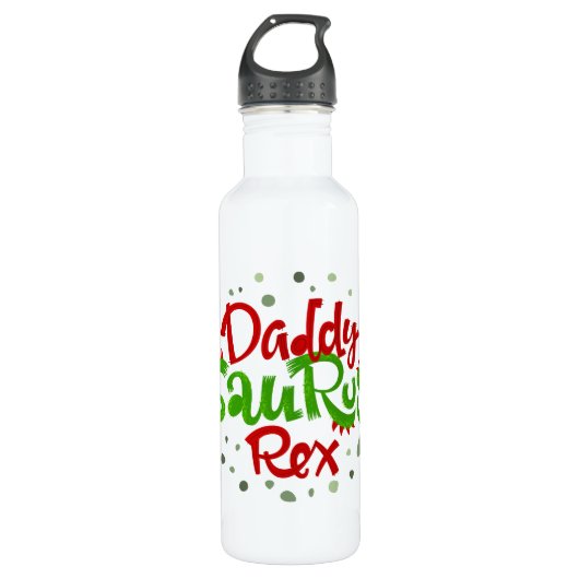 Daddy Saurus Rex Illustration Edelstahlflasche (Vorderseite)