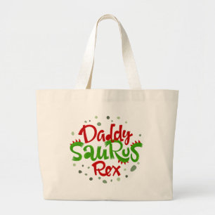 Daddy Saurus Rex Illustration Jumbo Stoffbeutel