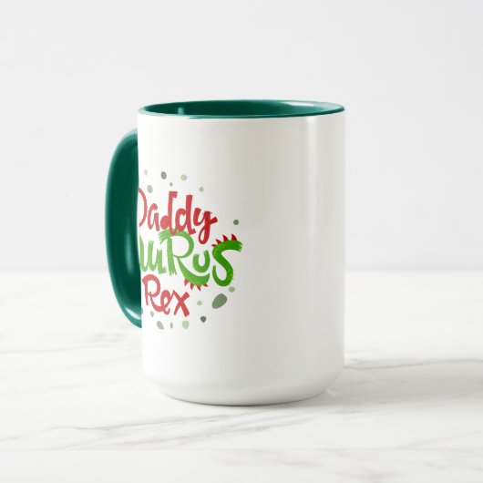 Daddy Saurus Rex Illustration Tasse (Vorderseite Links)
