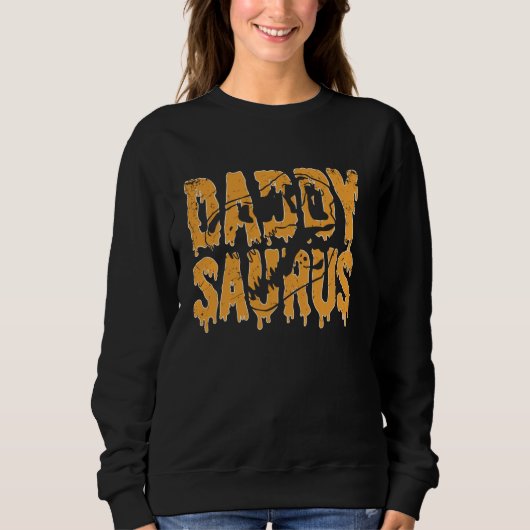 Daddy Saurus Skeleton Dinosaur Funny Fathers Hallo Sweatshirt (Vorderseite)