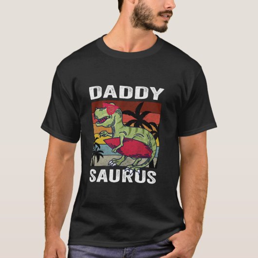 Daddy Saurus Sunset TRex Vathers Day Idea T-Shirt (Vorderseite)