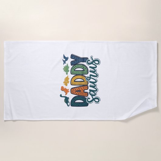 Daddy Saurus Süßer Dinosaur-Vater-Vektor-Design_1 Strandtuch (Vorderseite)