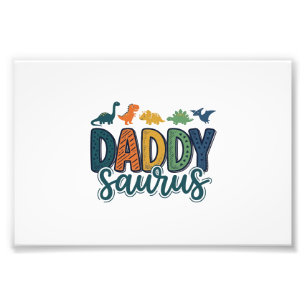 Daddy Saurus Süßer Dinosaurier-Vater-Vektor-Design Fotodruck