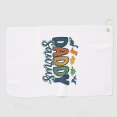 Daddy Saurus Süßer Dinosaurier-Vater-Vektor-Design Golfhandtuch (Horizontal)