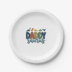 Daddy Saurus Süßer Dinosaurier-Vater-Vektor-Design Pappteller