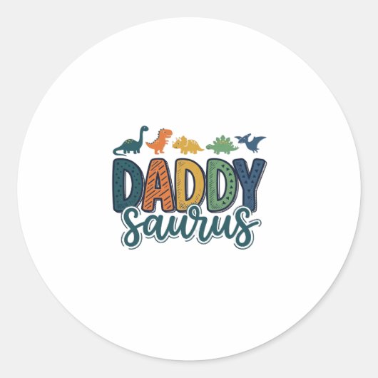 Daddy Saurus Süßer Dinosaurier-Vater-Vektor-Design Runder Aufkleber (Vorderseite)