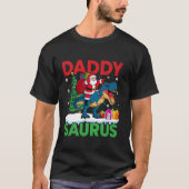 Daddy Saurus T Rex Christmas Santa Lights Tree Din T-Shirt (Vorderseite)