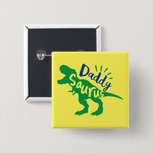 Daddy Saurus T-Rex Silhouette Button (Vorne & Hinten)