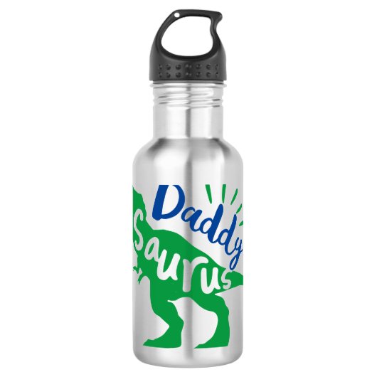 Daddy Saurus T-Rex-Silhouette Edelstahlflasche (Vorderseite)