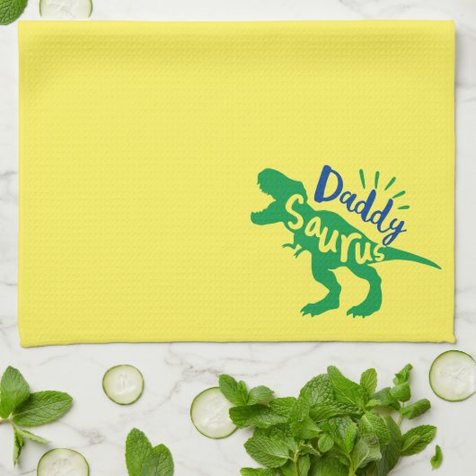 Daddy Saurus T-Rex Silhouette Geschirrtuch (Gefaltet)