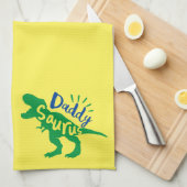 Daddy Saurus T-Rex Silhouette Geschirrtuch (Viertel Falte)