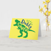 Daddy Saurus T-Rex-Silhouette Karte (Gelbe Blume)