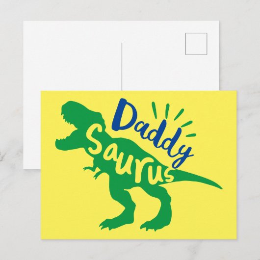 Daddy Saurus T-Rex Silhouette Postkarte (Vorne/Hinten)