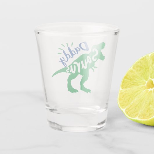 Daddy Saurus T-Rex-Silhouette Schnapsglas (Rückseite)