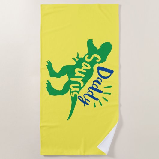 Daddy Saurus T-Rex-Silhouette Strandtuch (Vorderseite)