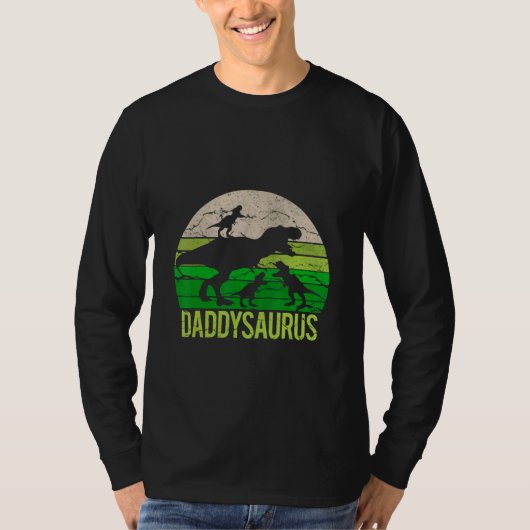 Daddy Saurus und Three Babysaurus Saurus T-Shirt (Vorderseite)