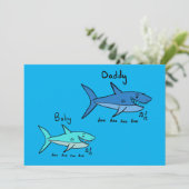 Daddy Shark & Baby Shark Blue Vatertag Karte (Stehend Vorderseite)