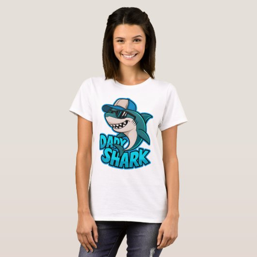 Daddy Shark Cool Vater Vibes T - Shirt (Vorne ganz)