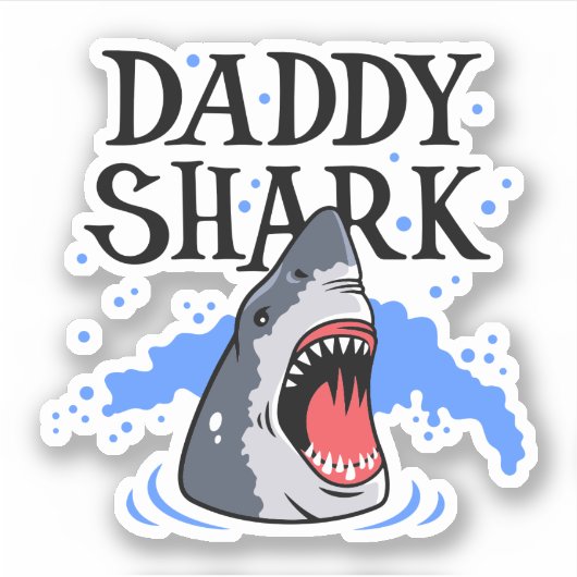 Daddy Shark - Great White Aufkleber (Vorderseite)