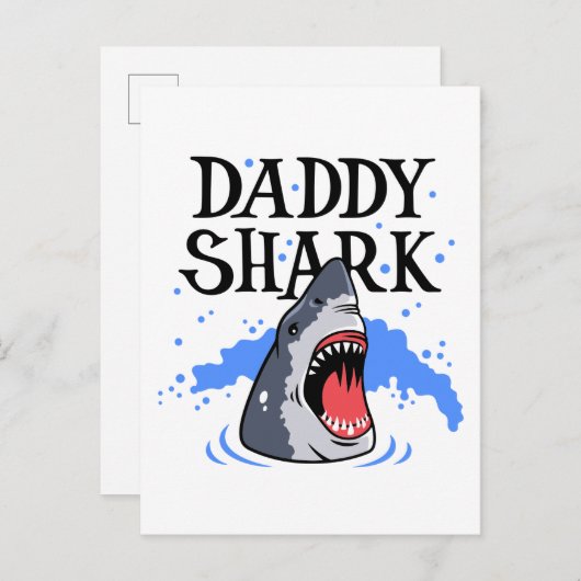 Daddy Shark - Great White Postkarte (Vorne/Hinten)