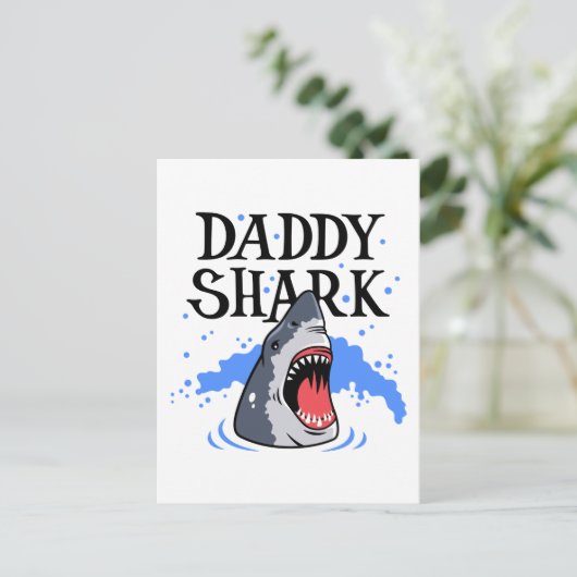 Daddy Shark - Great White Postkarte (Stehend Vorderseite)