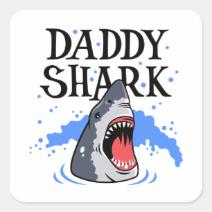 Daddy Shark - Great White Quadratischer Aufkleber
