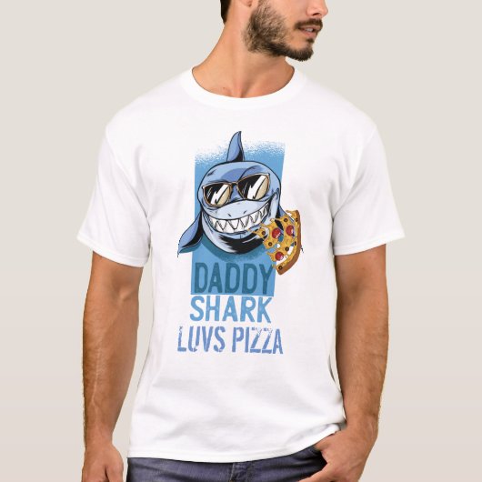 DADDY SHARK luvs PIZZA - Funny T-Shirt für VATER (Vorderseite)