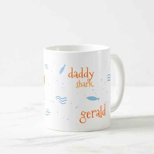 Daddy Shark - Orange Kaffeetasse (VorderseiteRechts)