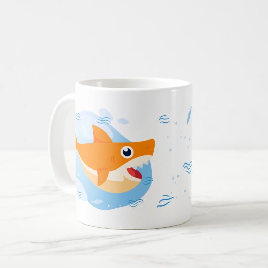 Daddy Shark - Orange Kaffeetasse (Vorderseite Links)